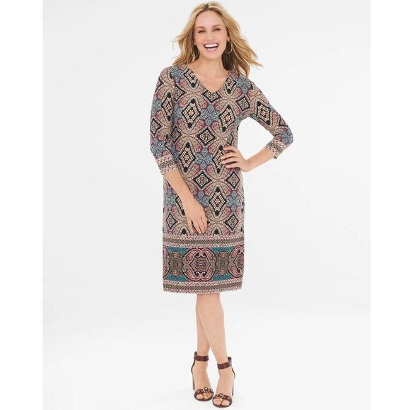 Chico's Shift Dress Size 1 (8) Kaleidoscope - Picture 1 of 15